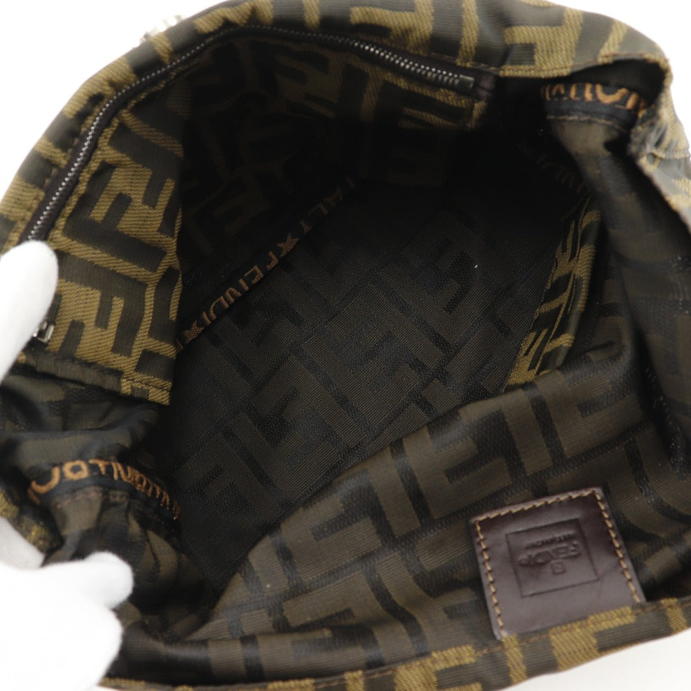 FENDI Shoulder Bag Nylon canvas Brown one belt Zucca