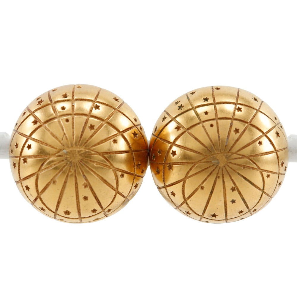 HERMES Earring Plated Gold gold BIJOUTERIE FANTAISIE globe Zodiac Women Used Authentic
