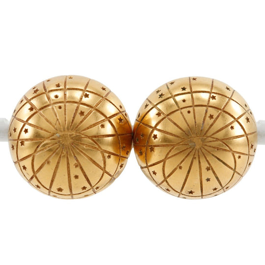 HERMES Earring Plated Gold gold BIJOUTERIE FANTAISIE globe Zodiac Women Used Authentic