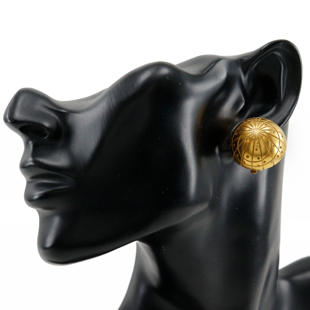 HERMES Earring Plated Gold gold BIJOUTERIE FANTAISIE globe Zodiac Women Used Authentic