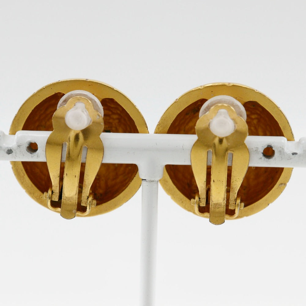 HERMES Earring Plated Gold gold BIJOUTERIE FANTAISIE globe Zodiac Women Used Authentic