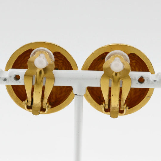 HERMES Earring Plated Gold gold BIJOUTERIE FANTAISIE globe Zodiac Women Used Authentic