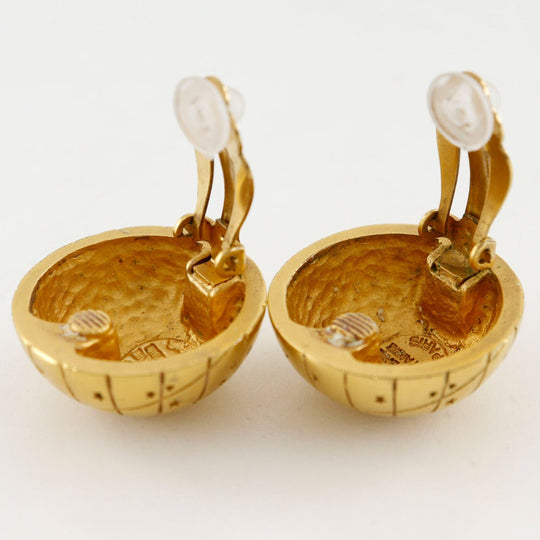 HERMES Earring Plated Gold gold BIJOUTERIE FANTAISIE globe Zodiac Women Used Authentic