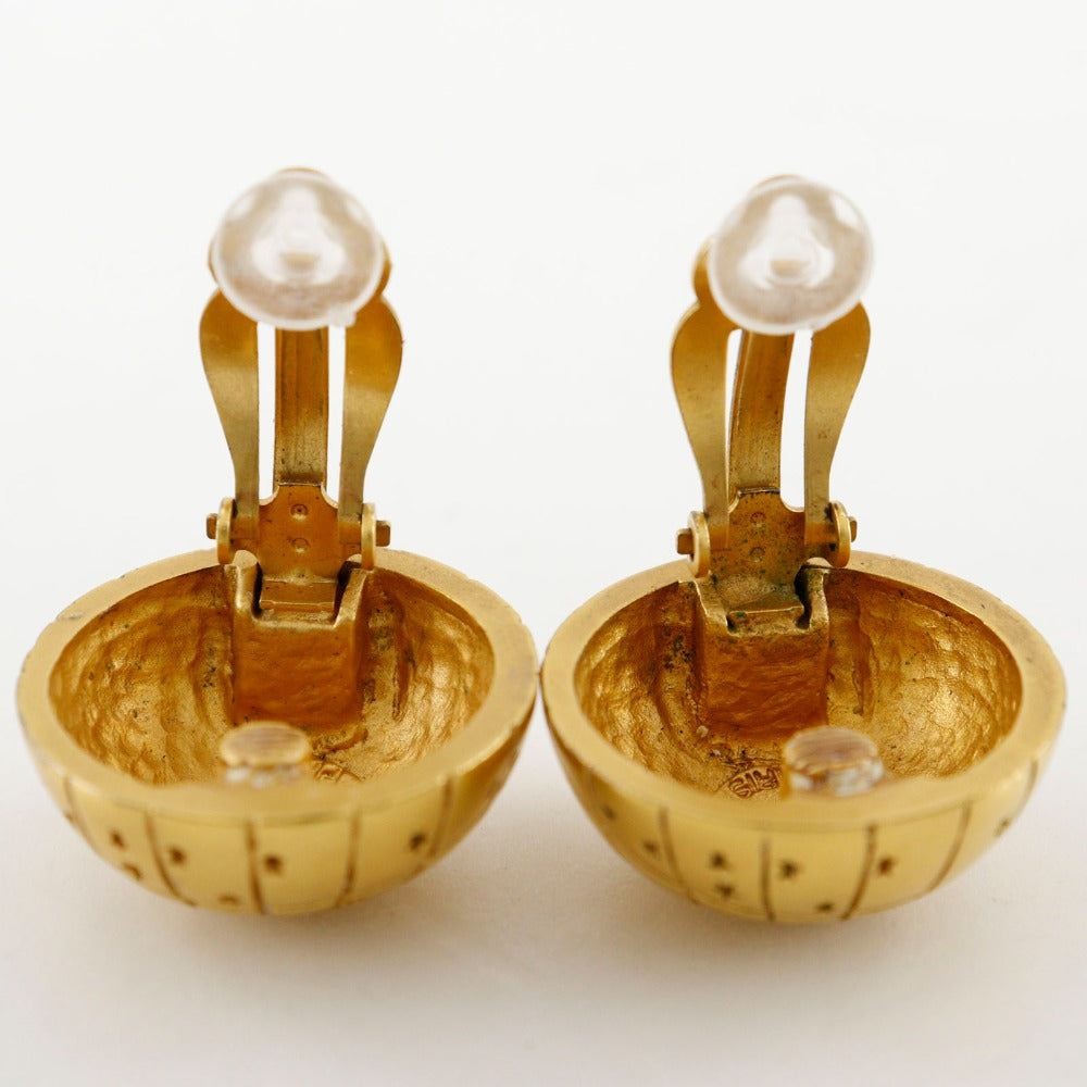 HERMES Earring Plated Gold gold BIJOUTERIE FANTAISIE globe Zodiac Women Used Authentic