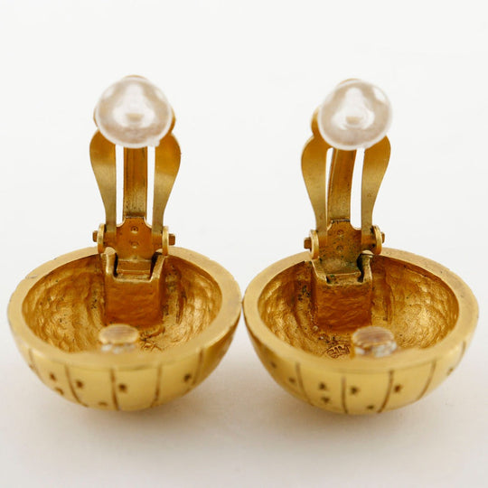 HERMES Earring Plated Gold gold BIJOUTERIE FANTAISIE globe Zodiac Women Used Authentic