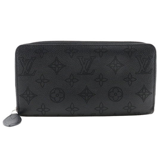 LOUIS VUITTON Long Wallet Purse M61867 Monogram Mahina black Zippy wallet Women Used Authentic