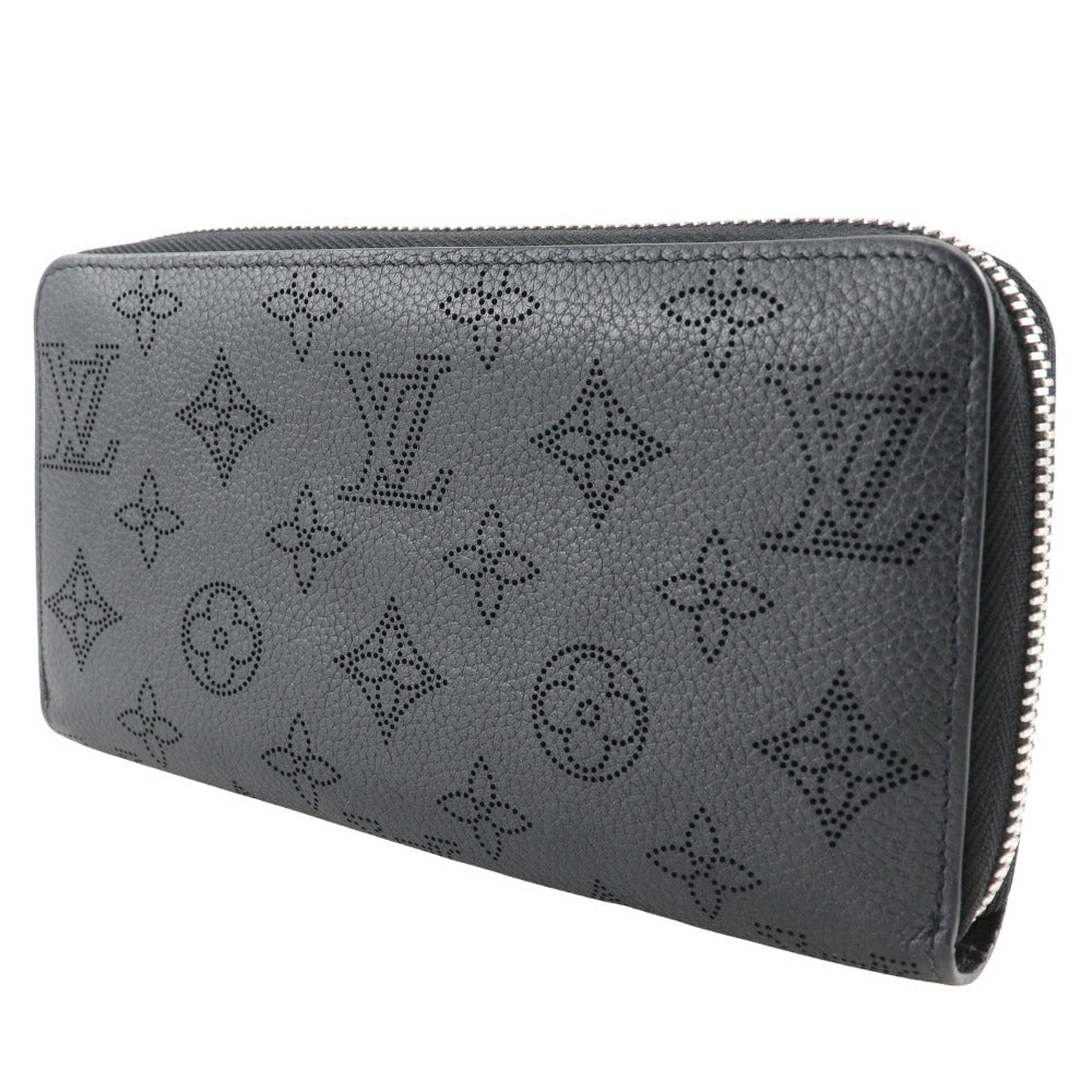 LOUIS VUITTON Long Wallet Purse M61867 Monogram Mahina black Zippy wallet Women Used Authentic