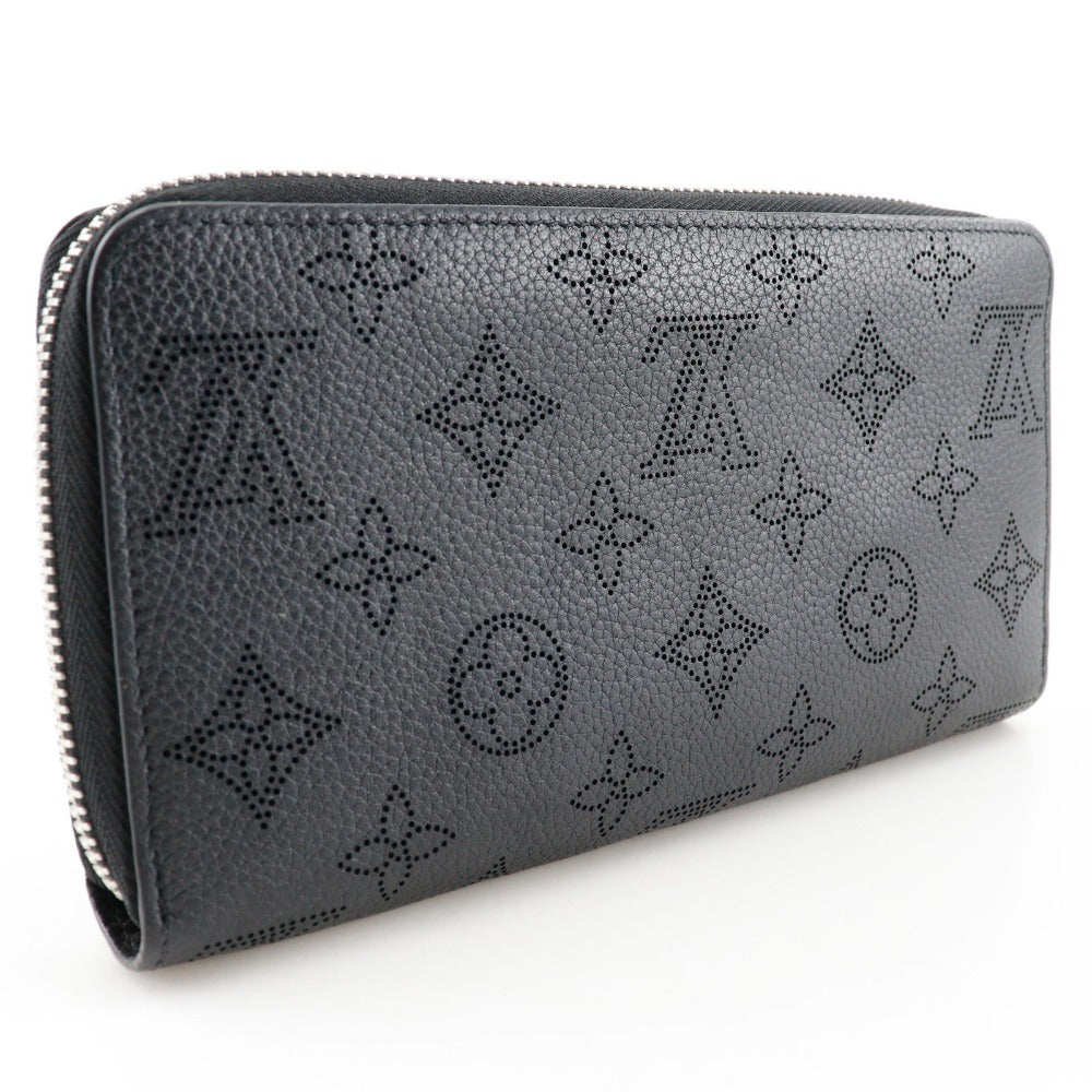 LOUIS VUITTON Long Wallet Purse M61867 Monogram Mahina black Zippy wallet Women Used Authentic