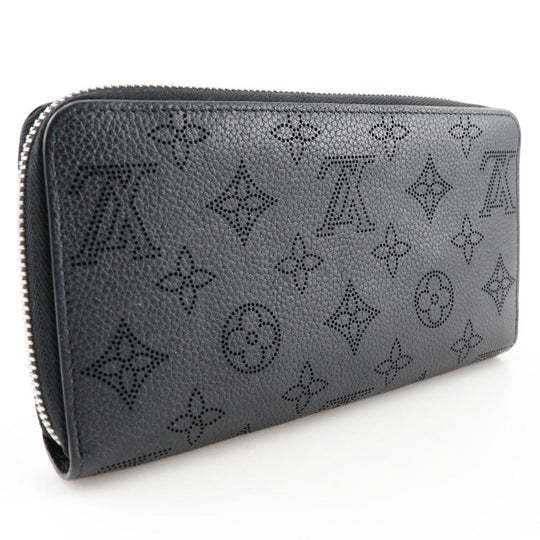 LOUIS VUITTON Long Wallet Purse M61867 Monogram Mahina black Zippy wallet Women Used Authentic