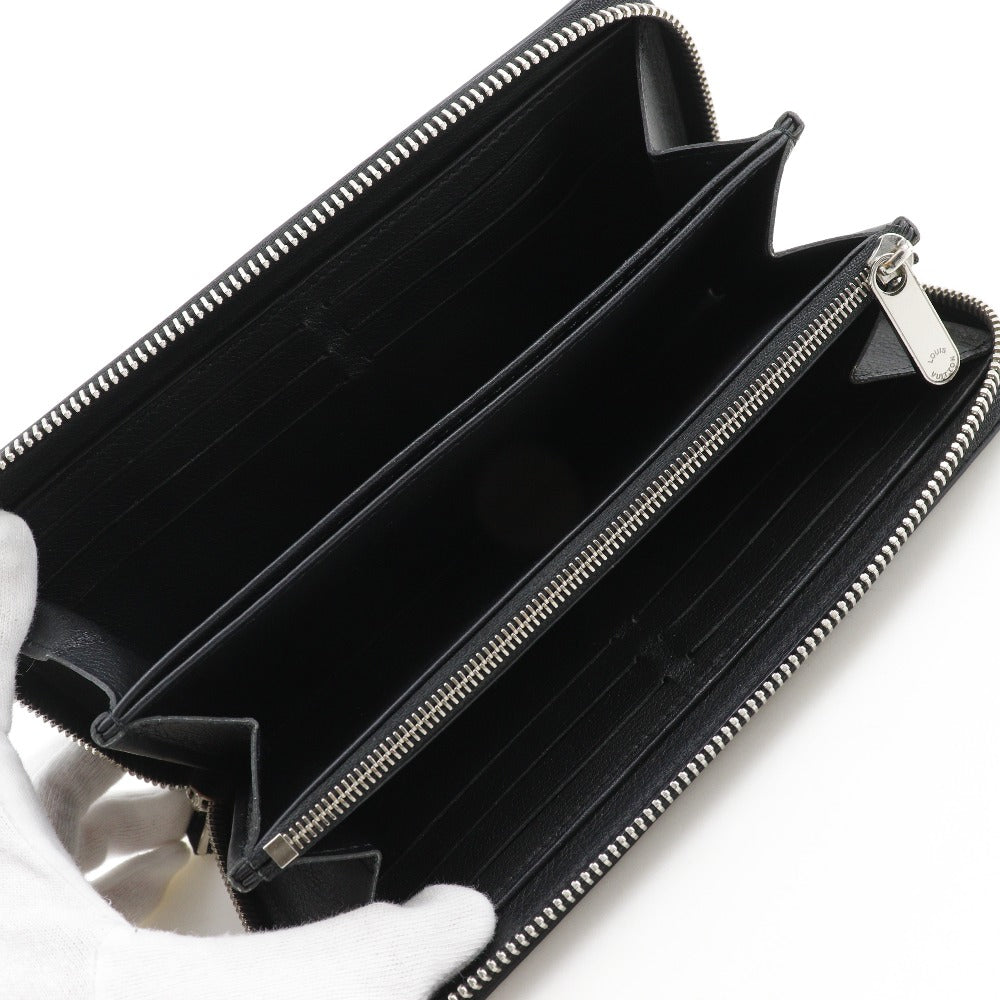 LOUIS VUITTON Long Wallet Purse M61867 Monogram Mahina black Zippy wallet Women Used Authentic