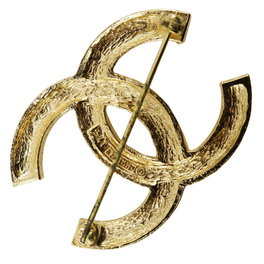 CHANEL Brooch Plated Gold, Rhinestones gold Gold Plated Rhinestone COCO Mark Women Used Authentic