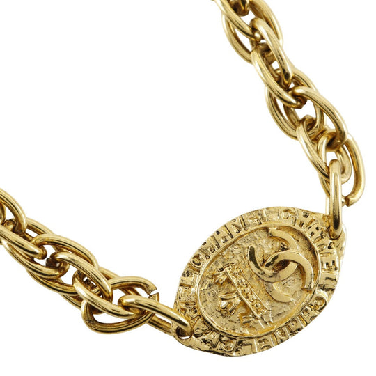 CHANEL Necklace Plated Gold gold vintage long COCO Mark Women Used Authentic