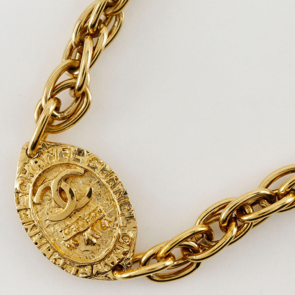 CHANEL Necklace Plated Gold gold vintage long COCO Mark Women Used Authentic