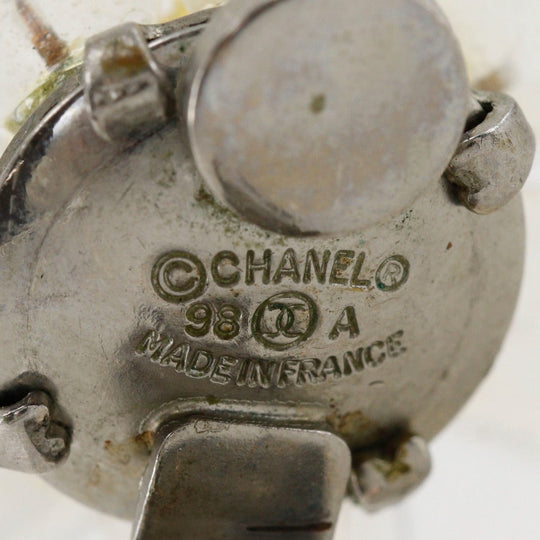 CHANEL Earring Plastic, Metal White / yellow vintage flour Women Used Authentic