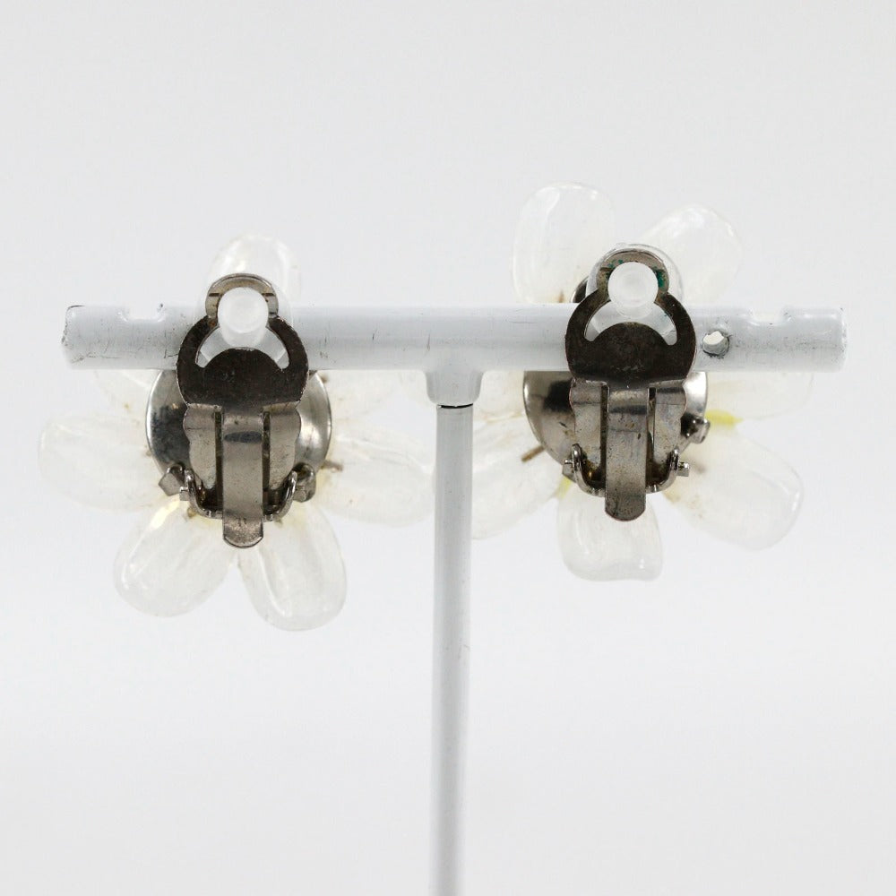 CHANEL Earring Plastic, Metal White / yellow vintage flour Women Used Authentic