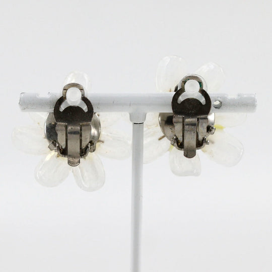 CHANEL Earring Plastic, Metal White / yellow vintage flour Women Used Authentic