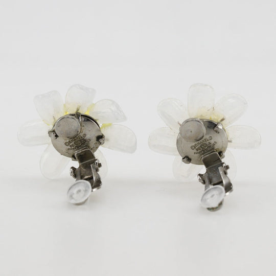 CHANEL Earring Plastic, Metal White / yellow vintage flour Women Used Authentic