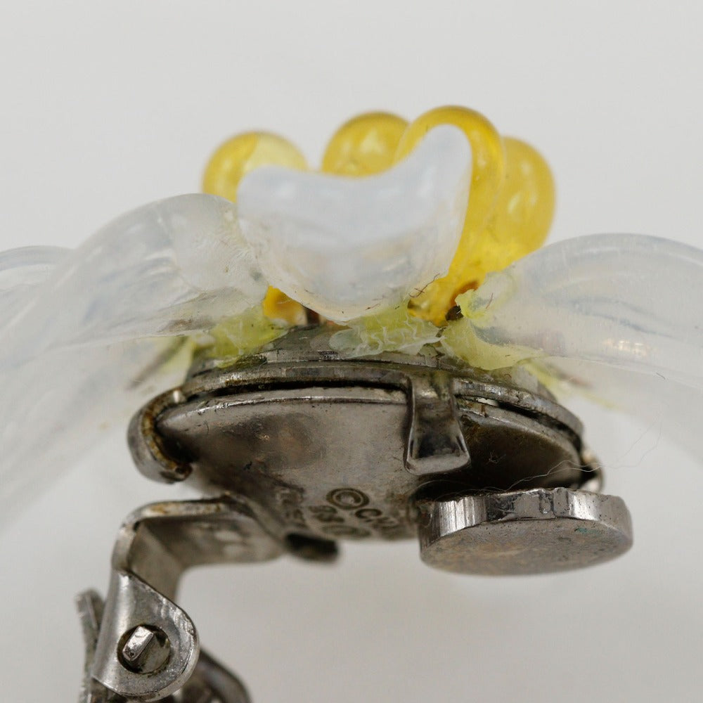 CHANEL Earring Plastic, Metal White / yellow vintage flour Women Used Authentic