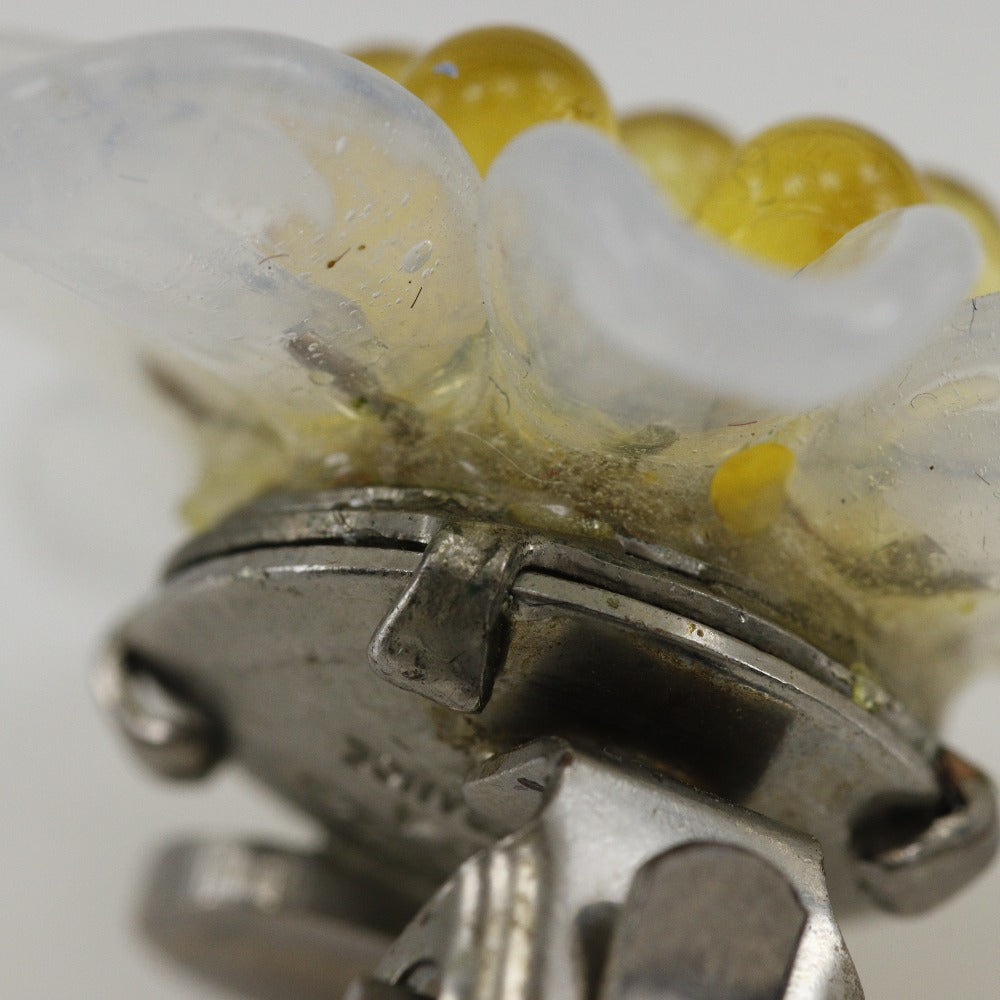 CHANEL Earring Plastic, Metal White / yellow vintage flour Women Used Authentic