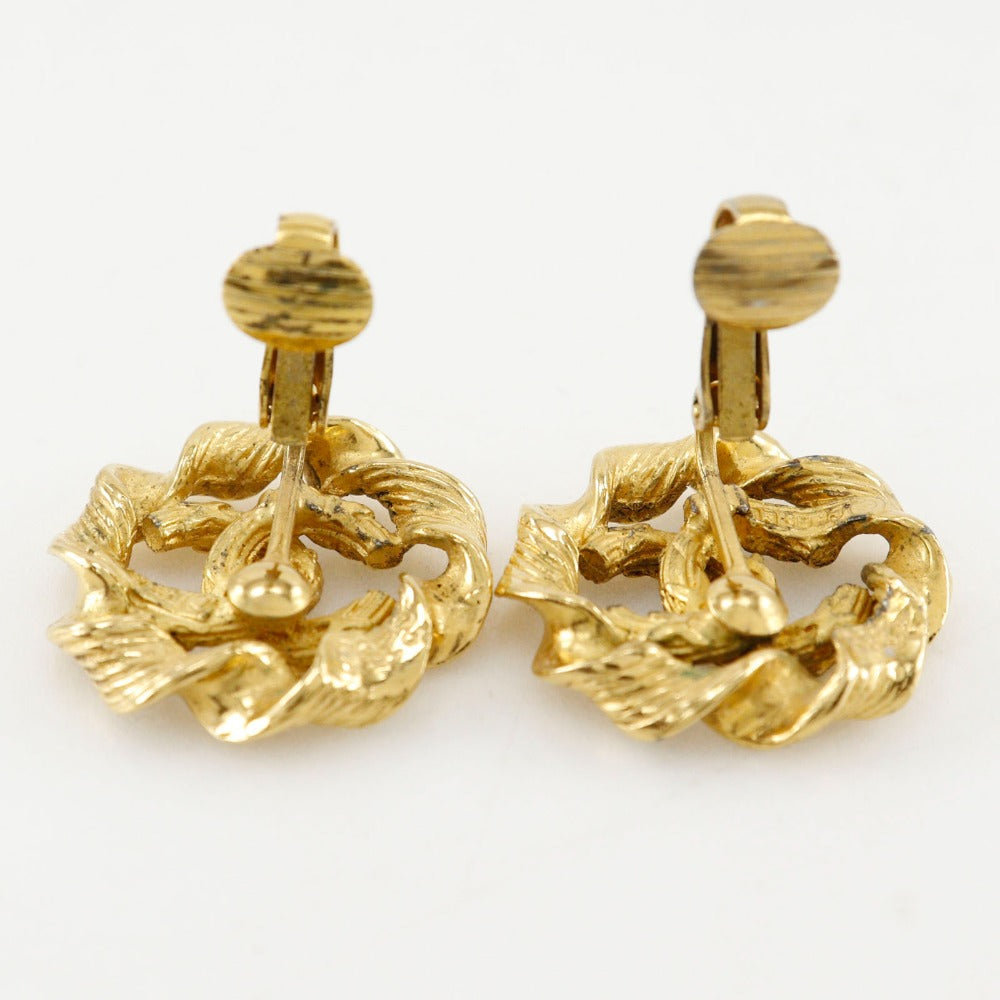 CHANEL Earring Plated Gold gold vintage Round COCO Mark Women Used Authentic