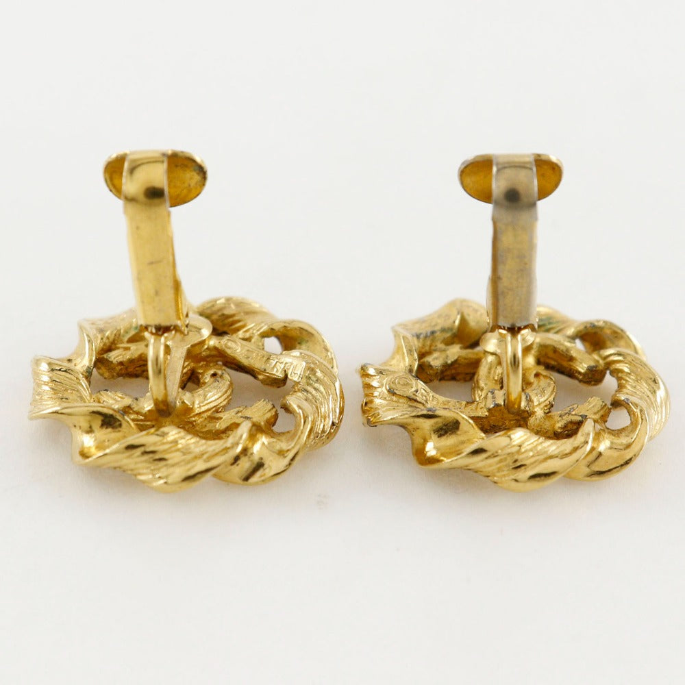 CHANEL Earring Plated Gold gold vintage Round COCO Mark Women Used Authentic