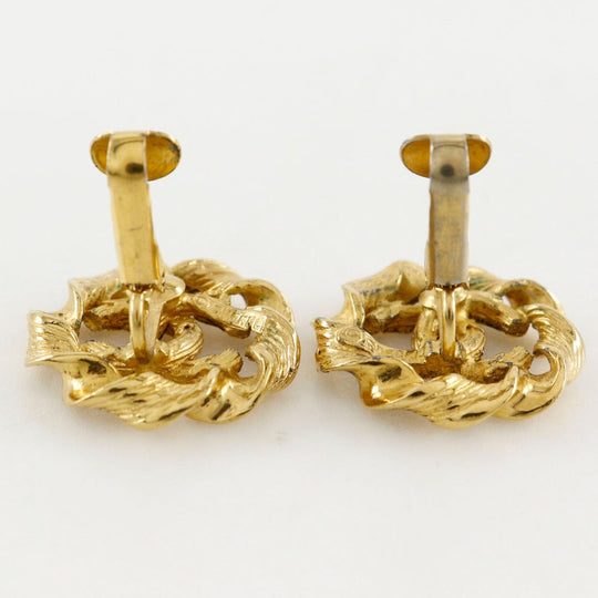 CHANEL Earring Plated Gold gold vintage Round COCO Mark Women Used Authentic