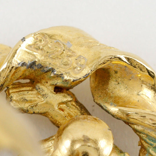 CHANEL Earring Plated Gold gold vintage Round COCO Mark Women Used Authentic