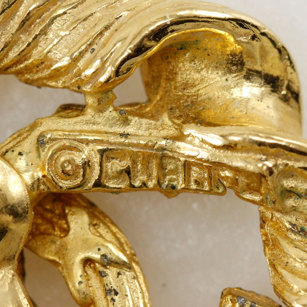 CHANEL Earring Plated Gold gold vintage Round COCO Mark Women Used Authentic