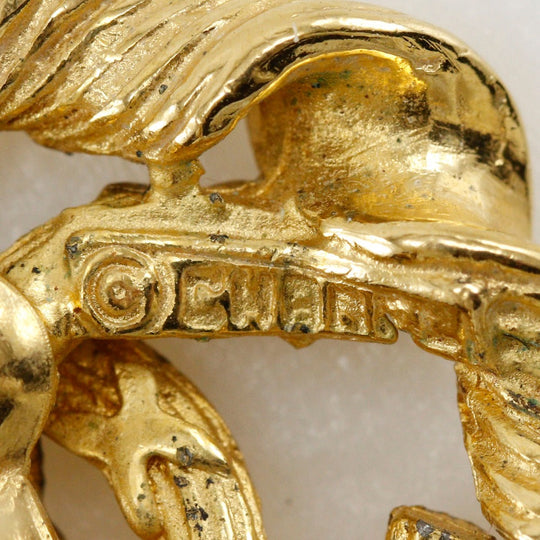 CHANEL Earring Plated Gold gold vintage Round COCO Mark Women Used Authentic