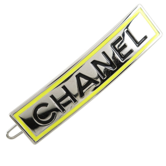 CHANEL Valletta metallic Silver/Yellow hairpin logo Women Used Authentic