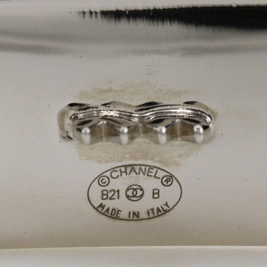 CHANEL Valletta metallic Silver/Yellow hairpin logo Women Used Authentic