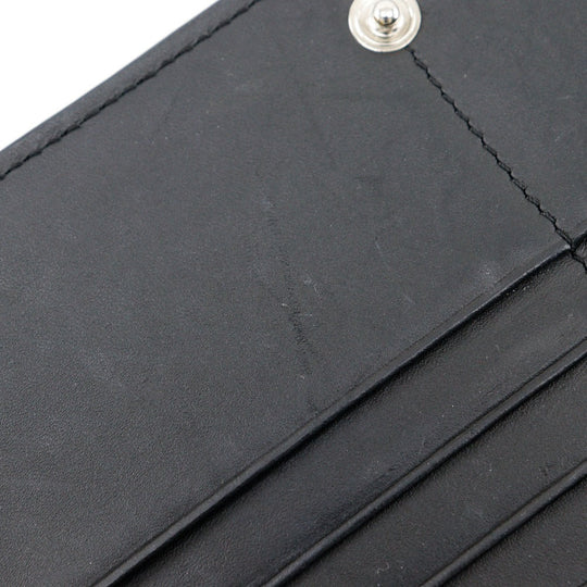 LOEWE Long Wallet Purse Calfskin black Repeat anagram unisex(Unisex) Used Authentic
