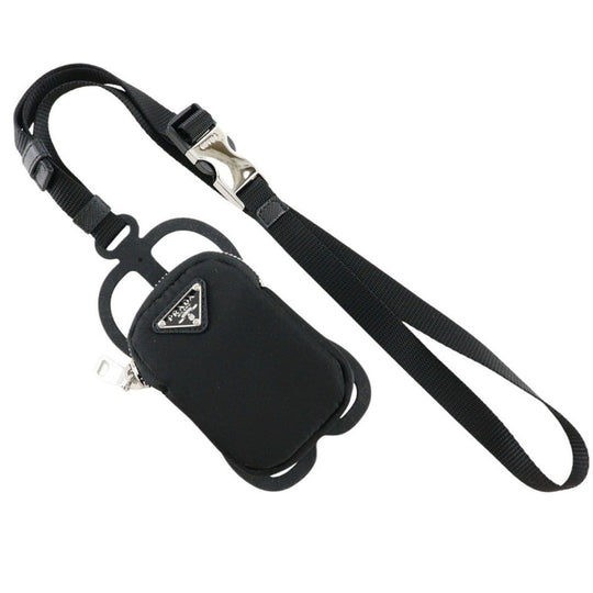 PRADA 1ZT016 2DMJ Nylon black Smartphone holder with pouch unisex(Unisex) Used Authentic