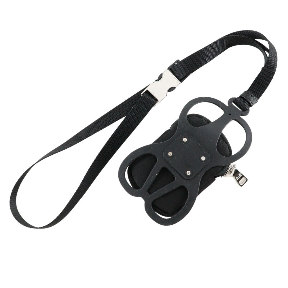 PRADA 1ZT016 2DMJ Nylon black Smartphone holder with pouch unisex(Unisex) Used Authentic