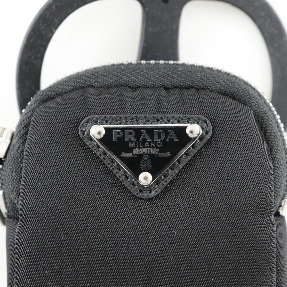 PRADA 1ZT016 2DMJ Nylon black Smartphone holder with pouch unisex(Unisex) Used Authentic
