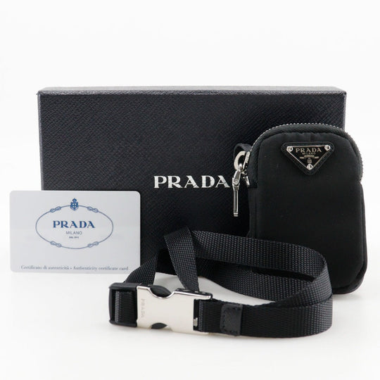 PRADA 1ZT016 2DMJ Nylon black Smartphone holder with pouch unisex(Unisex) Used Authentic