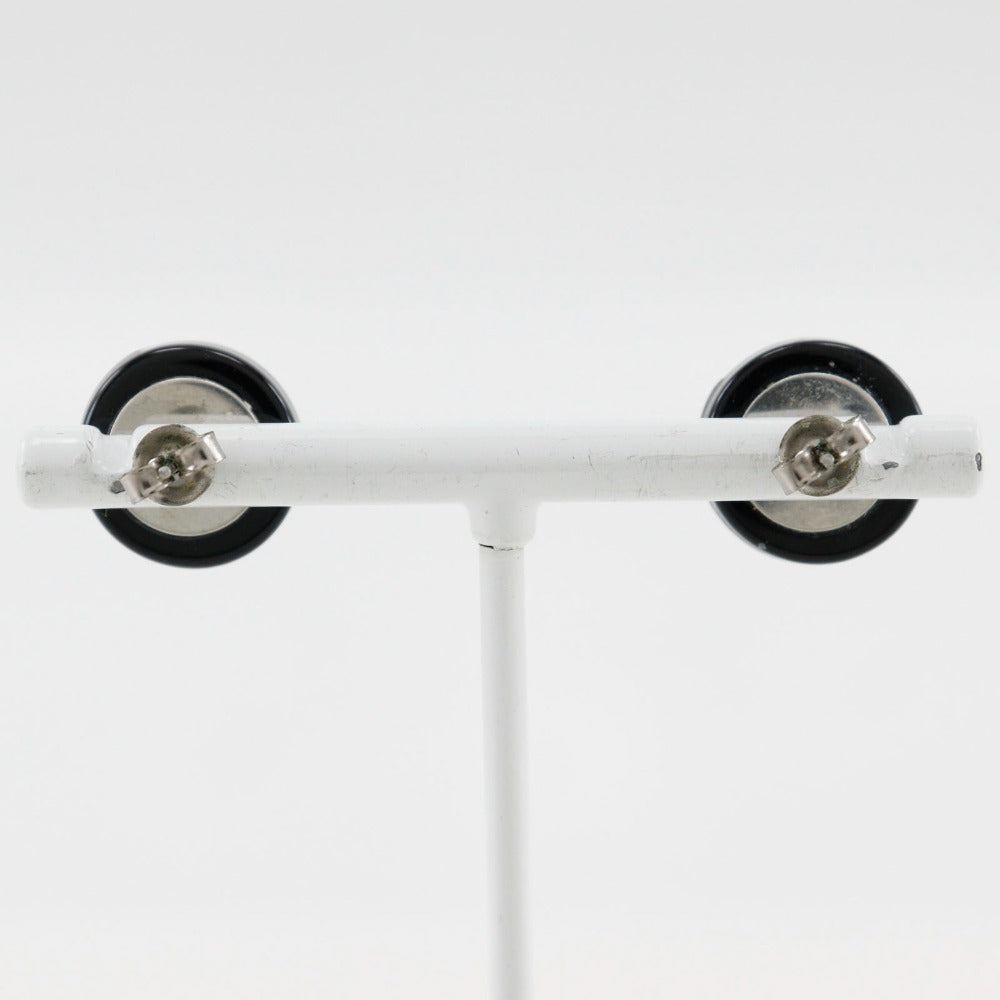 CHANEL Pierce metallic Silver / Black COCO Mark Women Used Authentic