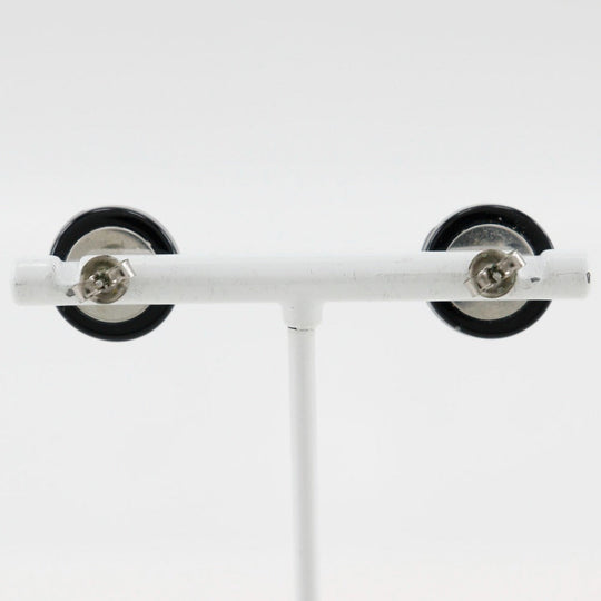 CHANEL Pierce metallic Silver / Black COCO Mark Women Used Authentic