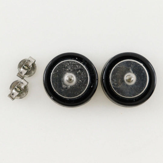 CHANEL Pierce metallic Silver / Black COCO Mark Women Used Authentic