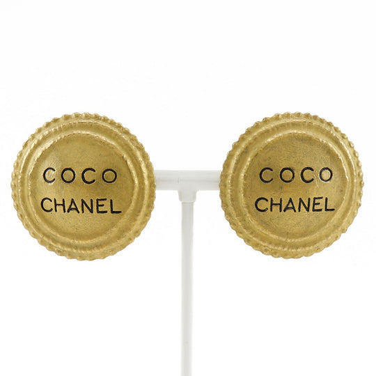 CHANEL Earring Plated Gold gold vintage COCO logo Women Used Authentic