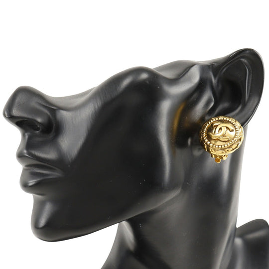 CHANEL Earring Plated Gold gold vintage COCO Mark Women Used Authentic