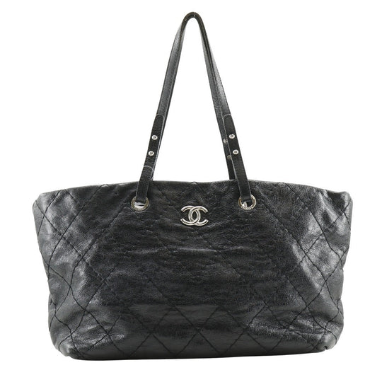 CHANEL Tote Bag A48019 leather black COCO Mark On the load Women Used Authentic
