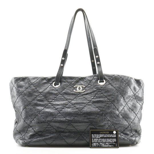 CHANEL Tote Bag A48019 leather black COCO Mark On the load Women Used Authentic