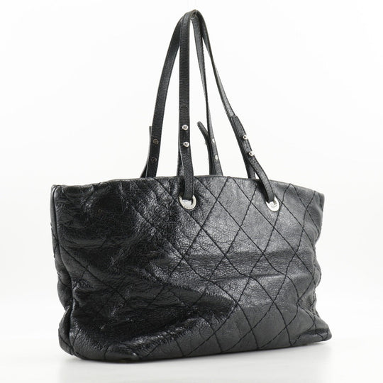 CHANEL Tote Bag A48019 leather black COCO Mark On the load Women Used Authentic