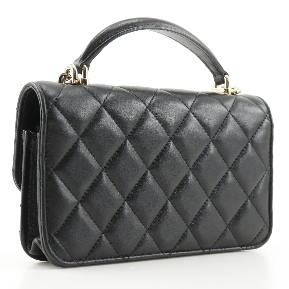 CHANEL Shoulder Bag AP3226 lambskin black Matrasse Smartphone Shoulder 2WAY Mini Chain Shoulder Women Used Authentic