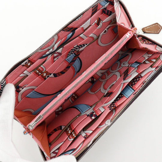 HERMES Long Wallet Purse Epsom purple Azap Long Silk Inn Women Used Authentic