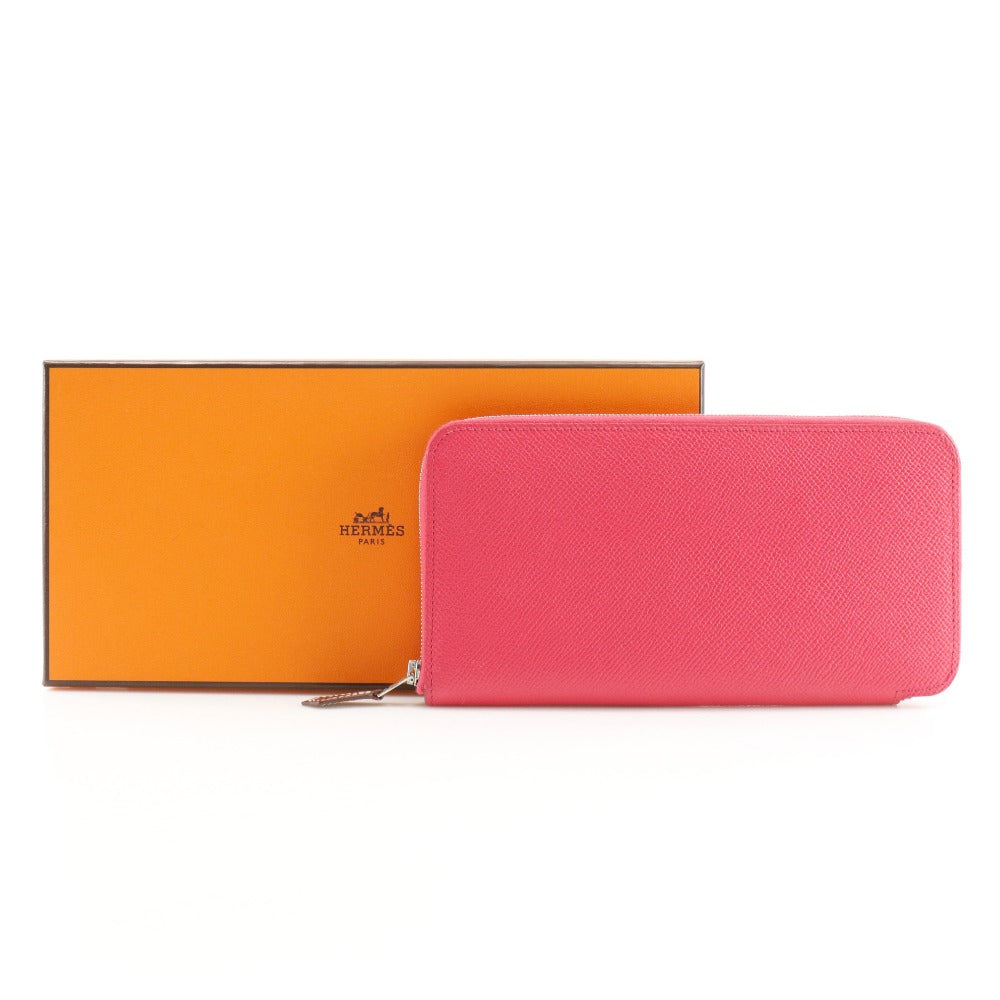 HERMES Long Wallet Purse Epsom pink Azap Long Silk Inn Women Used Authentic