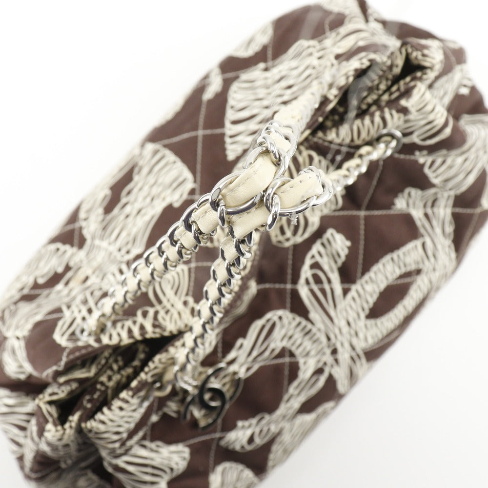 CHANEL Tote Bag cotton Brown quilting COCO Mark NO5 Chain tote Women Used Authentic