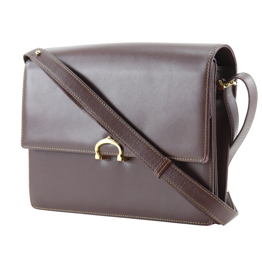 CARTIER Shoulder Bag Calfskin Bordeaux vintage Must Line Women Used Authentic
