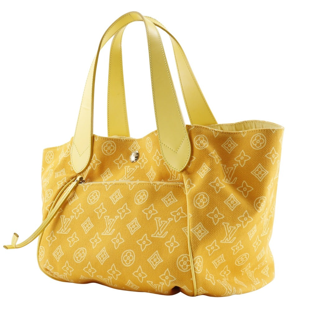 LOUIS VUITTON Tote Bag M95989 canvas yellow Monogram beach line Hippo Ipanema GM Women Used Authentic